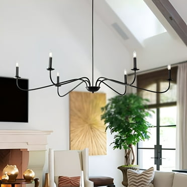 6-Light Classic French Minialist Chandelier with Candle-Style Lighting Black