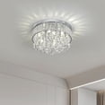 thumbnail image 1 of 6-Light Crystal Chandelier, Semi Flush Mount Round K9 Crystal Raindrop Ceiling Lighting Fixture D14 X H9.5 for Living Room Hallway Dining Room, G9 Bulbs Base (Silver), 1 of 9