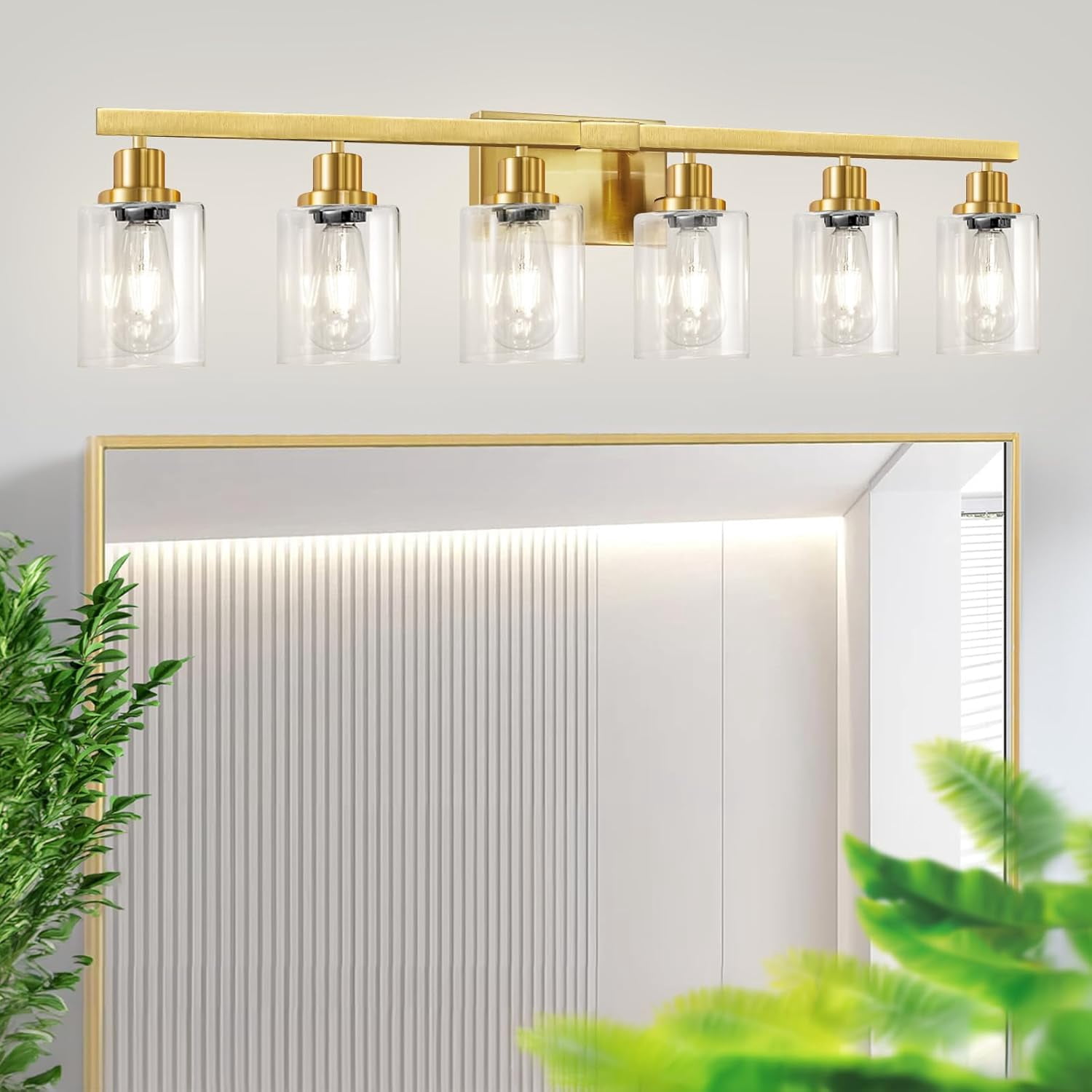 6 Light Gold Bathroom Vanity Light, Gold Bathroom Light Fixtures, 38 ...