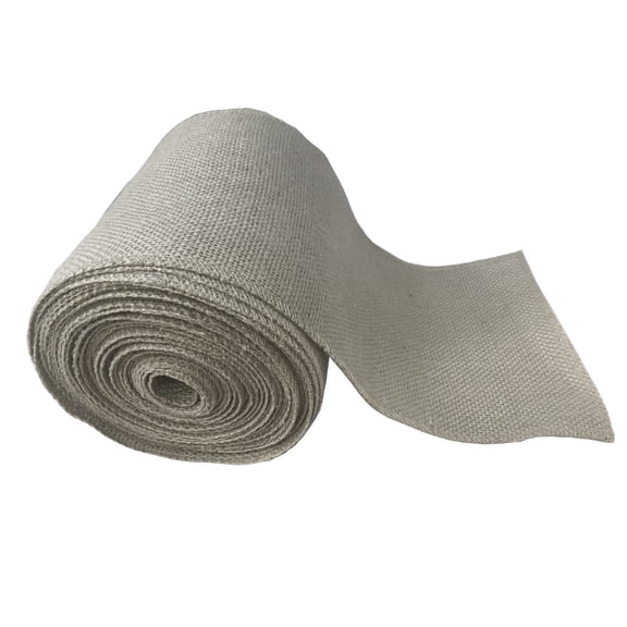 6 Light Grey Burlap Ribbon 10 Yards Serged Made In Usa-,