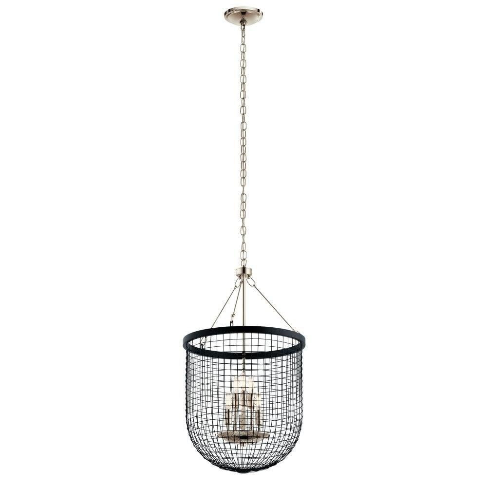 Transitional Black Glass Bowl Pendant Light, 18 in