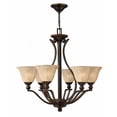thumbnail image 1 of 6 Light Large Chandelier In Transitional Style 29 Inches Wide By 29 Inches High-Olde Bronze Finish-Light Amber Seedy Glass Color Hinkley Lighting, 1 of 7