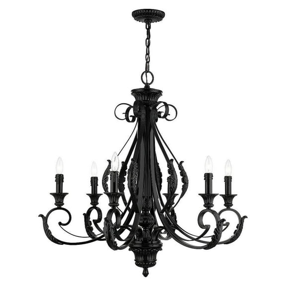 6 Light Large Chandelier in Contemporary Style-34.75 inches Tall and 35 inches Wide-Shiny Black Finish Bailey Street Home 218-Bel-5054514