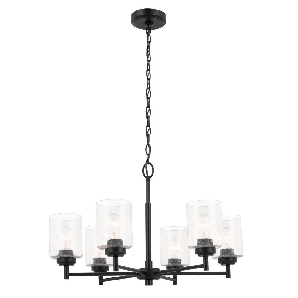 Winslow Black 6-Light Chandelier with Clear Seeded Glass