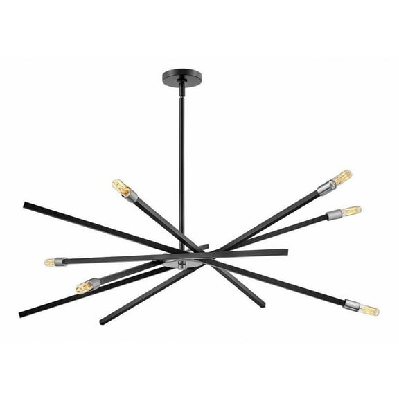 6 Light Large Chandelier in Modern-Scandinavian Style 42.5 inches Wide By 42.5 inches High-Satin Black Finish Bailey Street Home 81-Bel-3087831
