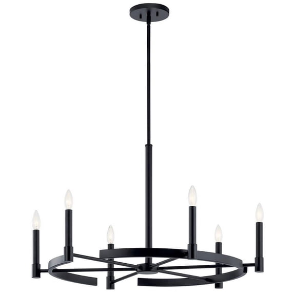 6 Light Large Chandelier in Soft Contemporary Style-20 inches Tall and 34 inches Wide-Black Finish Bailey Street Home 147-Bel-4436013