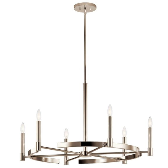 6 Light Large Chandelier in Soft Contemporary Style-20 inches Tall and 34 inches Wide-Polished Nickel Finish Bailey Street Home 147-Bel-4436015