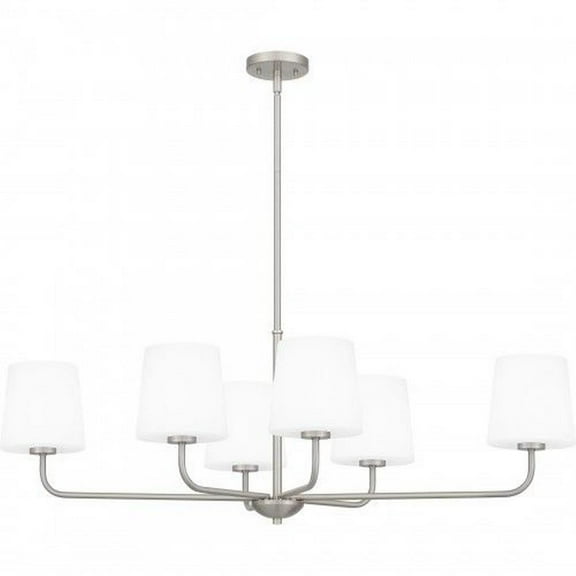 6 Light Linear Chandelier-14 inches Tall and 42 inches Wide-Brushed Nickel Finish Bailey Street Home 71-Bel-5054527