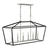 3539BK-Hinkley Lighting-Stinson - 6 Light Linear Chandelier in Transitional Style - 42 Inches Wide by 24.5 Inches High-Black Finish