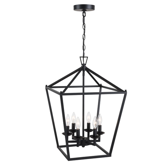 6-Light Matte Black Pendant Lighting Kitchen Island Ceiling Mount Light Fixture with 36 inch Hanging Chain