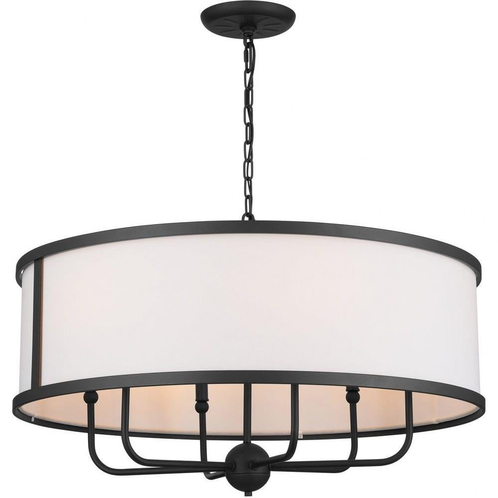 Elegant Textured Black 6-Light Chandelier with Fabric Shade