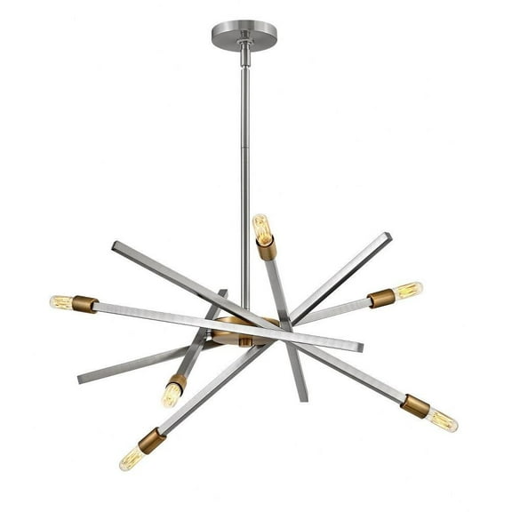 6 Light Medium Chandelier in Modern-Scandinavian Style 26 inches Wide By 26 inches High-Brushed Nickel Finish Bailey Street Home 81-Bel-3087832