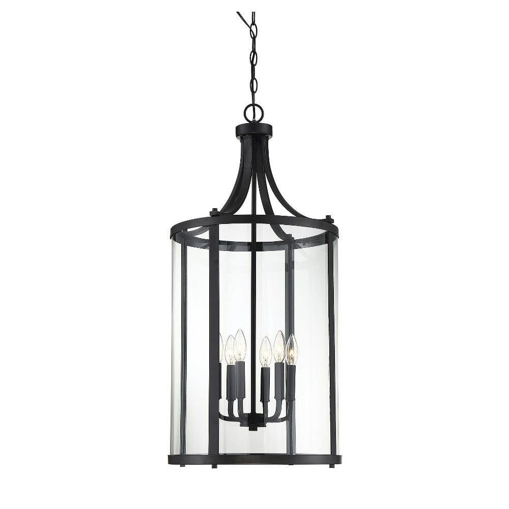 Penrose Black Glass 6-Light Transitional Chandelier
