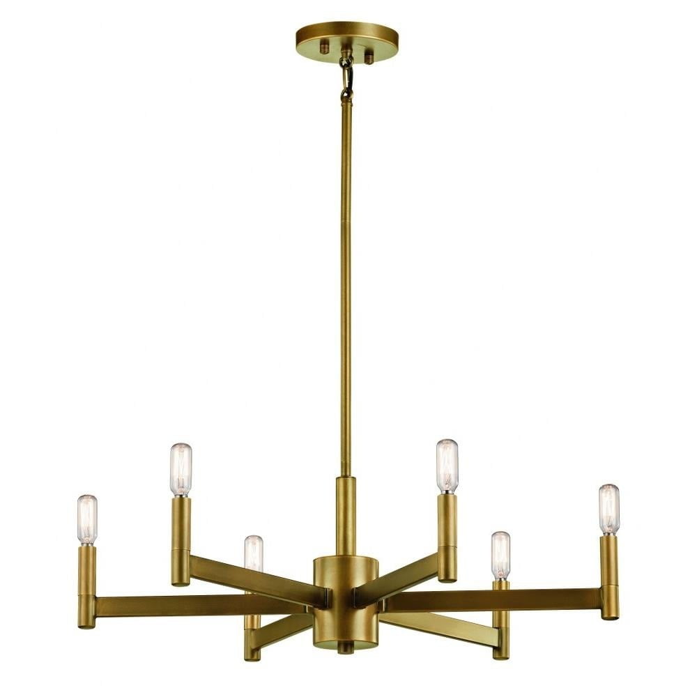Sleek Modern 26" Black & Brass 6-Light Ambient Chandelier