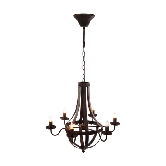 6 - Light Metal Chandelier, Hanging Light Fixture with Adjustable Chain for Kitchen Dining Room Foyer Entryway, Bulb Not Included