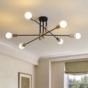 6-Light Metal Flush Mount Ceiling Light, Modern Multi-Arm Design for Indoor Use