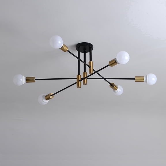 6-Light Metal Flush Mount Ceiling Light, Modern Multi-Arm Design for Indoor Use