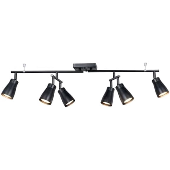 6 Light Modern Industrial Track Lighting Fixtures with Matte Black, Swivel Rotating Bar Ceiling Spotlight Adjustable Head,Dimmable GU10 Socket for Studios Hallyway Bar Bedroom Living Room