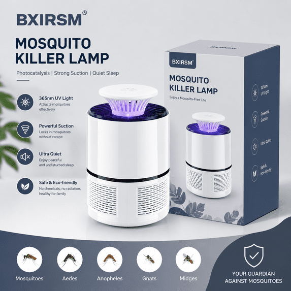 6-Light Mosquito Killer Lamp, Plug-in Indoor Bug Zapper, Electric Mosquito Trap for Bedroom, White