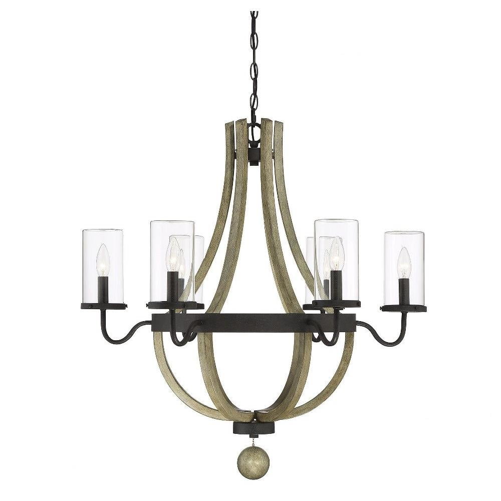 Mallie Rustic Two-Tone Metal and Glass Outdoor Chandelier