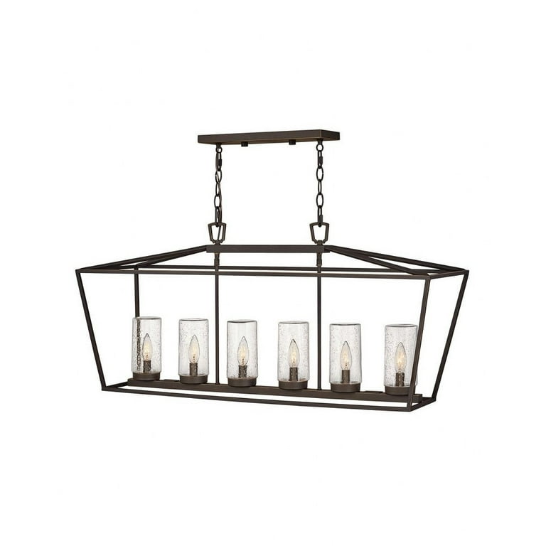 6 Light Outdoor Linear Hanging Lantern in Traditional Style 40