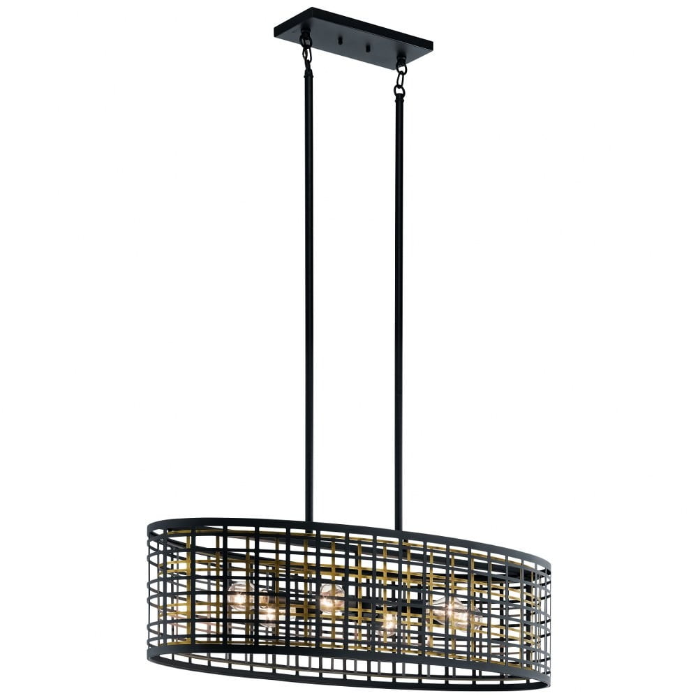 Aldergate Black and Brass 6-Light Oval Pendant Chandelier
