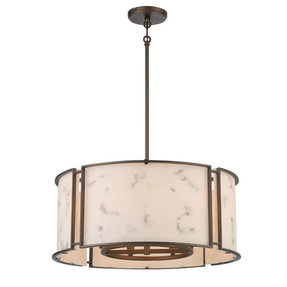 Hellenic Bronze Poly Alabaster 6-Light Indoor/Outdoor Drum Pendant