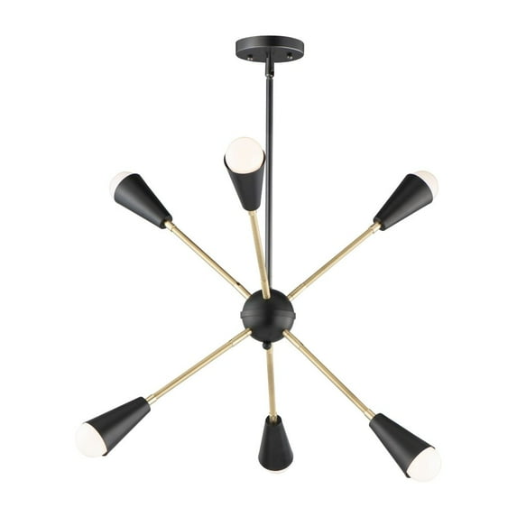 11266BKSBR/BUL-Maxim Lighting-Lovell-6 Light Pendant-26 Inches wide by 22.5 inches high-Black/Satin Brass Finish-LED Lamping Type