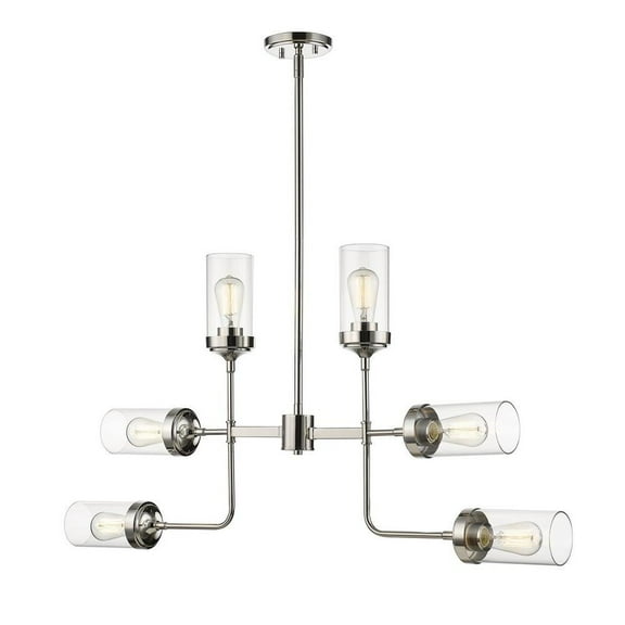 6 Light Pendant in Industrial Style 41.5 inches Wide By 22.25 inches High-Polished Nickel Finish Bailey Street Home 372-Bel-2750822