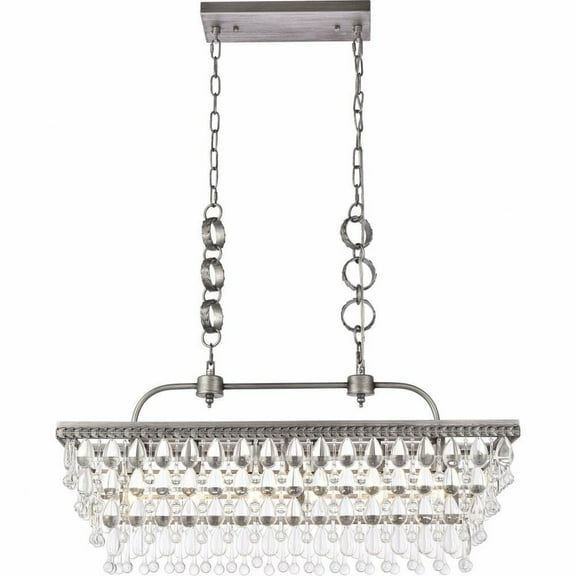6 Light Rectangular Pendant in Contemporary Style-15 inches Tall and 10 inches Wide-Antique Silver Finish Bailey Street Home 390-Bel-5047350