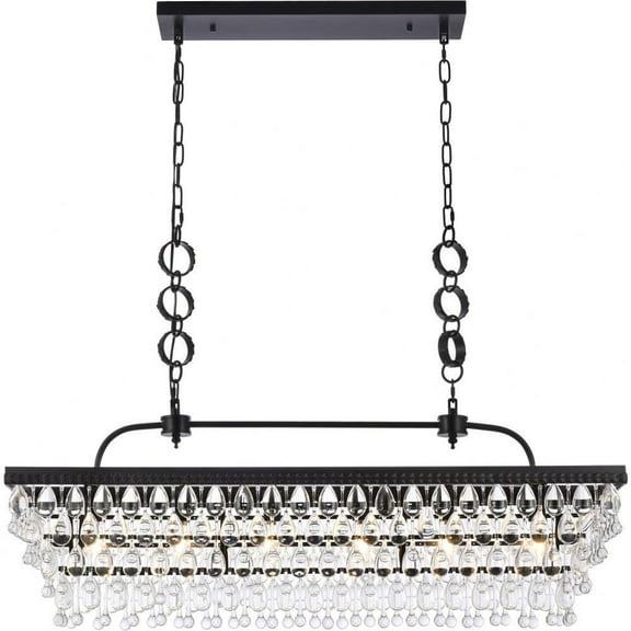 6 Light Rectangular Pendant in Contemporary Style-15 inches Tall and 10 inches Wide-Black Finish Bailey Street Home 390-Bel-5047354