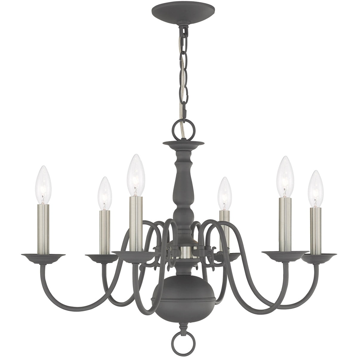 6 Light Scandinavian Gray Chandelier with Steel base material