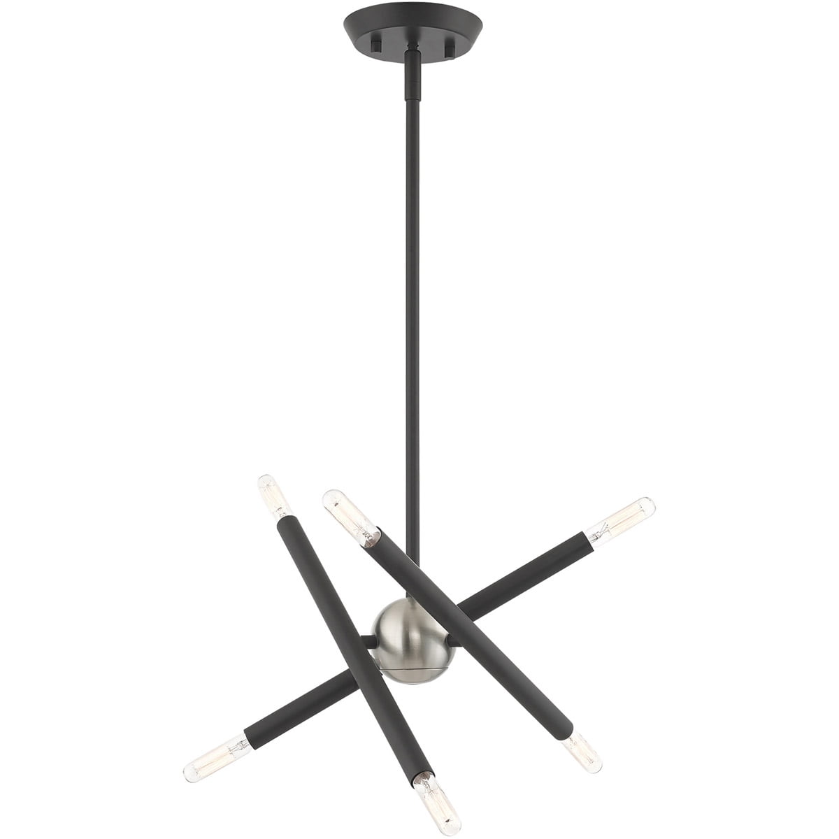 Scandinavian Gray Mini Brass 6-Light Chandelier