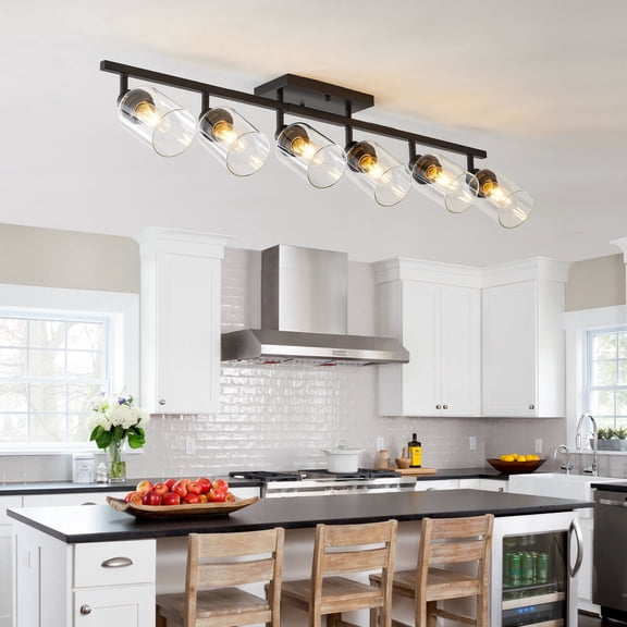 Black 6-Light Track Lighting Kit with Rotatable Heads for Kitchen or Hallway