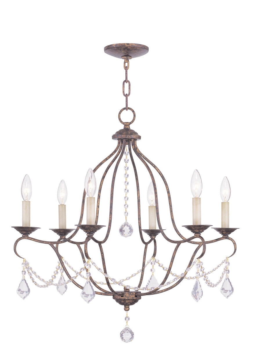 Venetian Golden Bronze 6-Light Crystal Chandelier