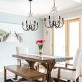 thumbnail image 1 of 6-Light Vintage Ceiling Light Wooden Chandelier for Dining Room, Kitchen Island, Hallway White, 1 of 8