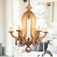 thumbnail image 1 of 6-Light Wood Light Farmhouse Distressed Wood Chandelier Pendant Lighting for Kitchen Island, 1 of 8