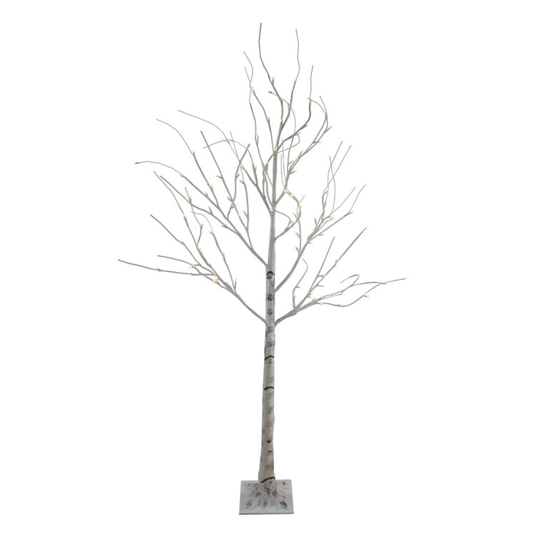 6' Lighted Christmas White Birch Twig Tree Outdoor Decoration - Warm White  LED Lights 