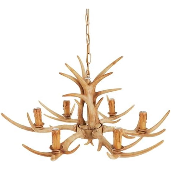 6 Lights Deer Antler Pendant Vintage Rustic Deer Horn Ceiling Light for ParlorHome Lighting Deer Lamp for Dining Room, Kitchen, Hallway, Pendant Lights$$Tools & Hardware Other
