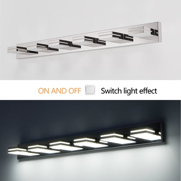 Miniyam 6-Lights LED Vanity Light for Bathroom over Mirror, Dimmable Light Fixture for Indoor, Chrome