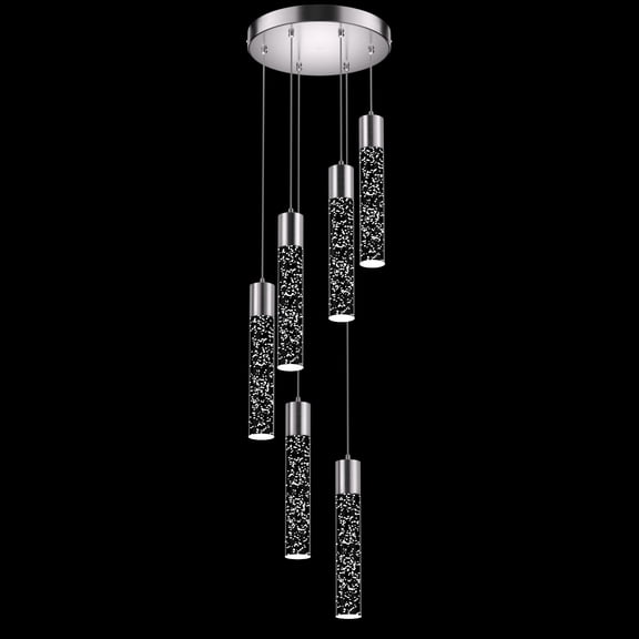 6 Lights Pendant Lights Kitchen Island, Modern Kitchen Island Lights, Ceiling Lighting Fixtures with Crystal Bubble, Integrated LED Hanging Light Nickel&nbsp;