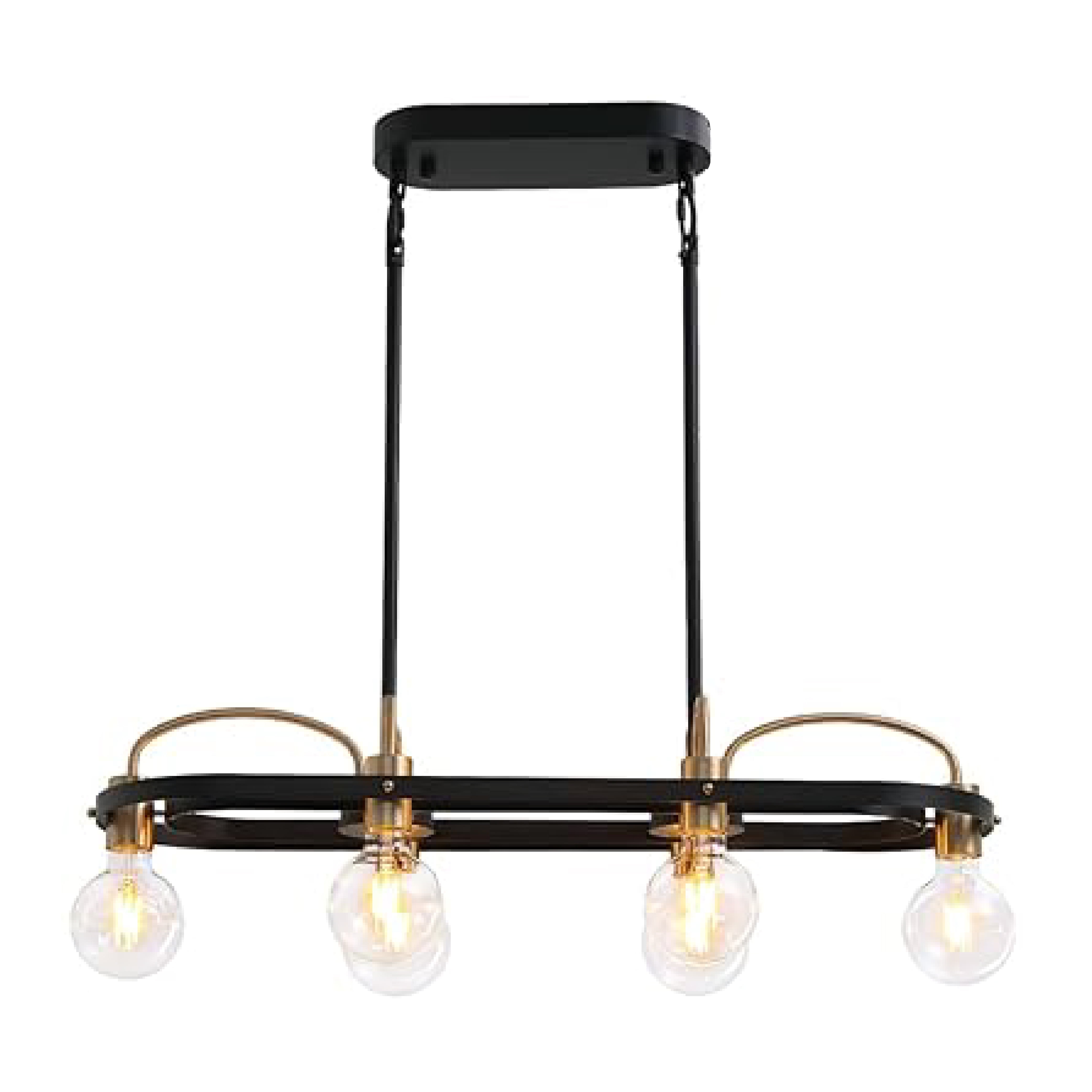 6 Lights Rectangular pendant lights Black and gold kitchen light island