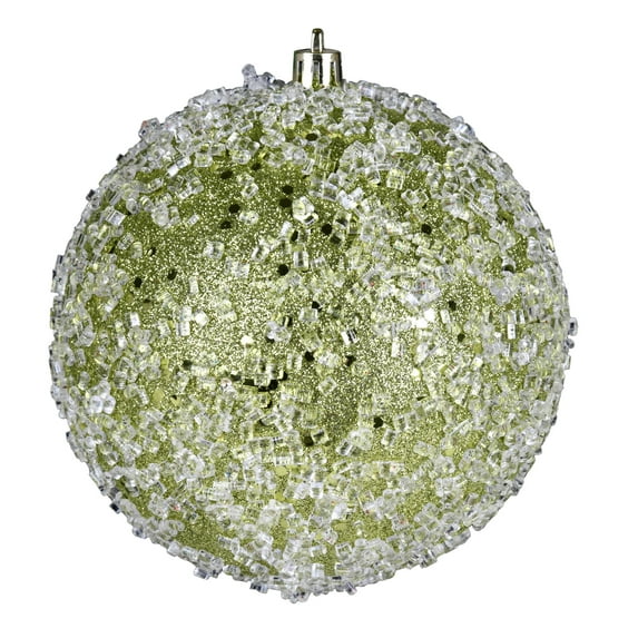 Vickerman 6" Lime Glitter Hail Ball Ornament, 4 per Bag