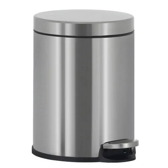6 Liter /1.6 Gallon Round Trash Can,Stainless Steel Round Step-on Trash Can,Mini Metal Pedal Bin,Bathroom and Office Kitchen Trash Can