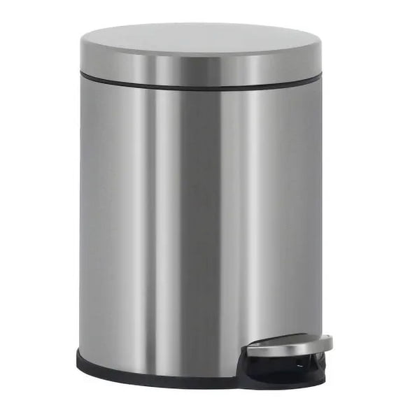 6 Liter /1.6 Gallon Round Trash Can，Stainless Steel Round Step-on Trash Can，Mini Metal Pedal Bin，Bathroom and Office Kitchen Trash Can