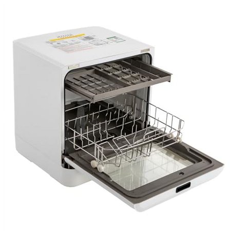 6 Liter Portable Countertop Dishwasher Built-In Tank, 4 Wash Programs Kitchen Mini Countertop Dishwasher Suitable for 6-8 People Dishes 158°F High Temperature and Air Dry Function White
