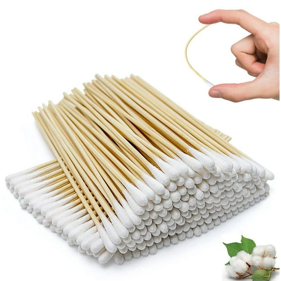 6'' Long Cotton Swabs 700pcs with Wooden Stick for Makeup, Gun Cleaning or Pets Care