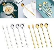 6 Long Handle Teaspoons Tea Spoon Stainless Steel Ice Cream Mixing Latte Coffee Golden YIWEI