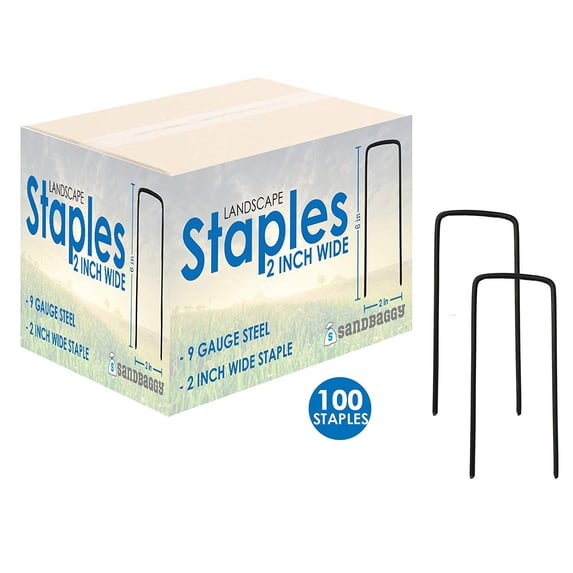 6" Long x 2" Wide EXTRA WIDE Landscape Staples~ Landscape Fabric Pins -Garden Staples Heavy Duty - Ground Cover Staples - Fence Anchors - Lawn Nails - Garden Stakes (100 Staples)