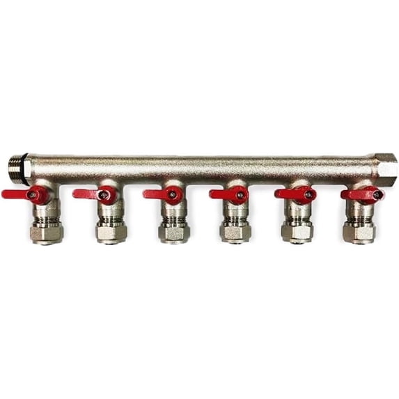 6 Loop Port Ball Valve Brass - Pex Manifold - 1/2